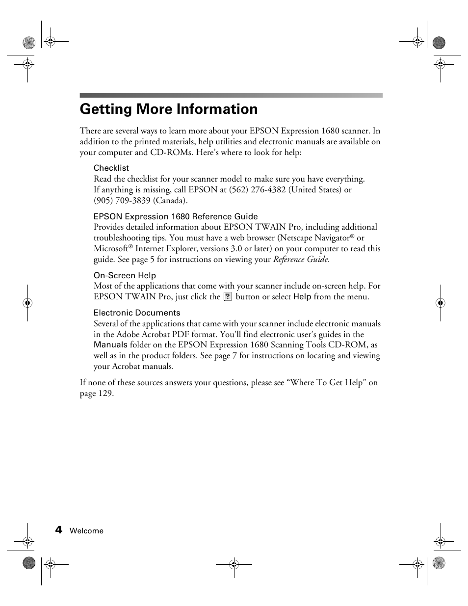 Getting more information | Epson 1680 User Manual | Page 11 / 159