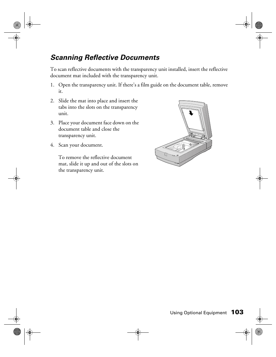 Scanning reflective documents | Epson 1680 User Manual | Page 110 / 159