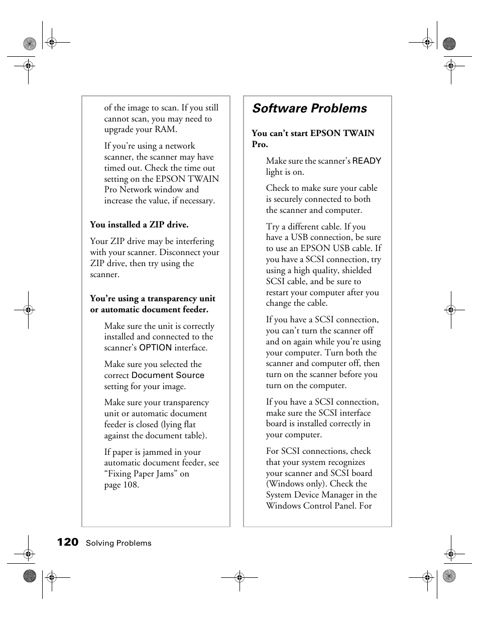 Software problems | Epson 1680 User Manual | Page 127 / 159