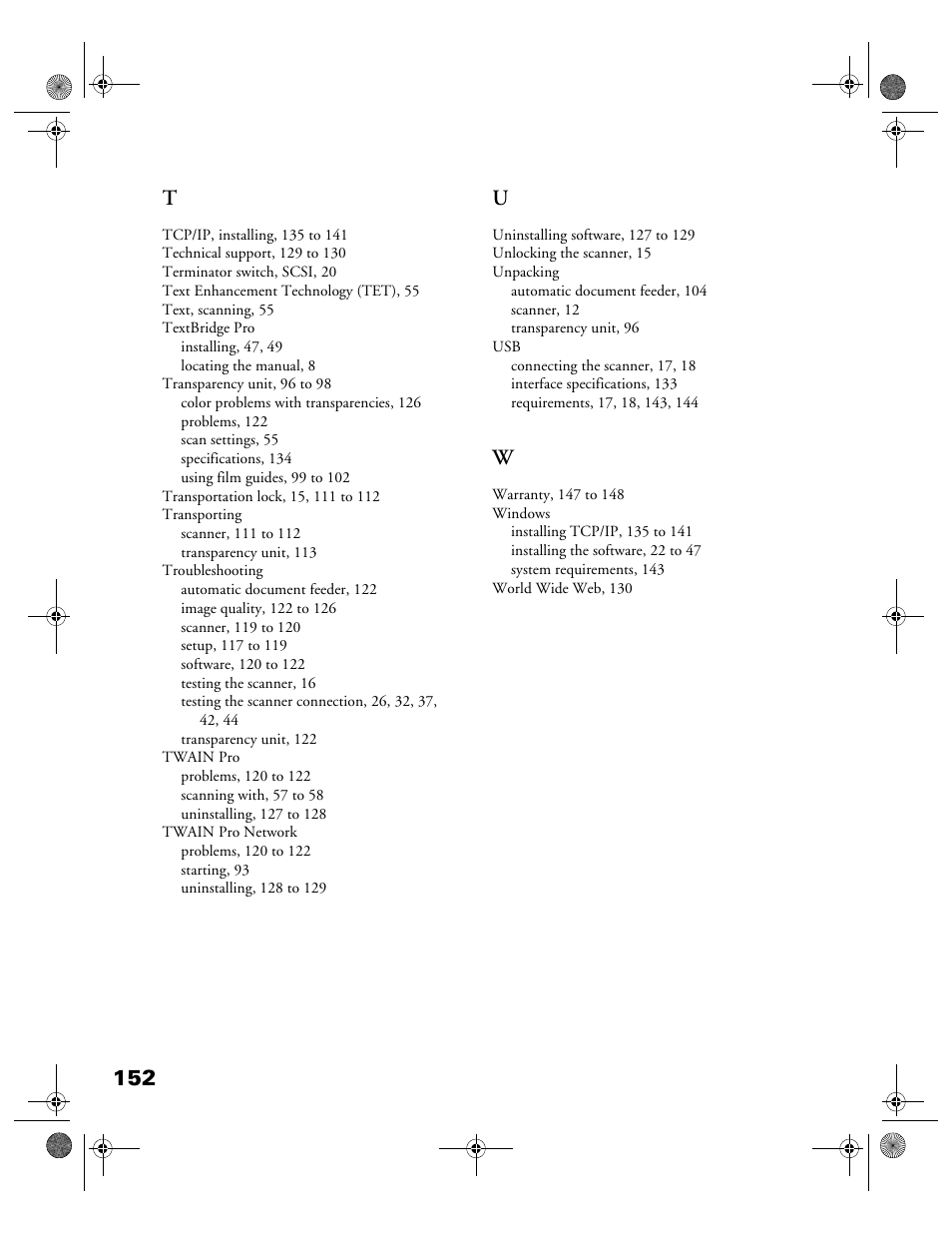 152 t | Epson 1680 User Manual | Page 159 / 159