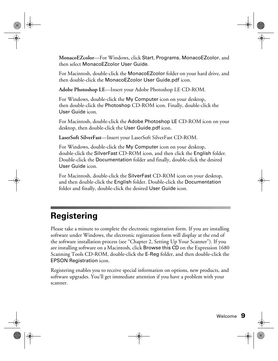 Registering | Epson 1680 User Manual | Page 16 / 159