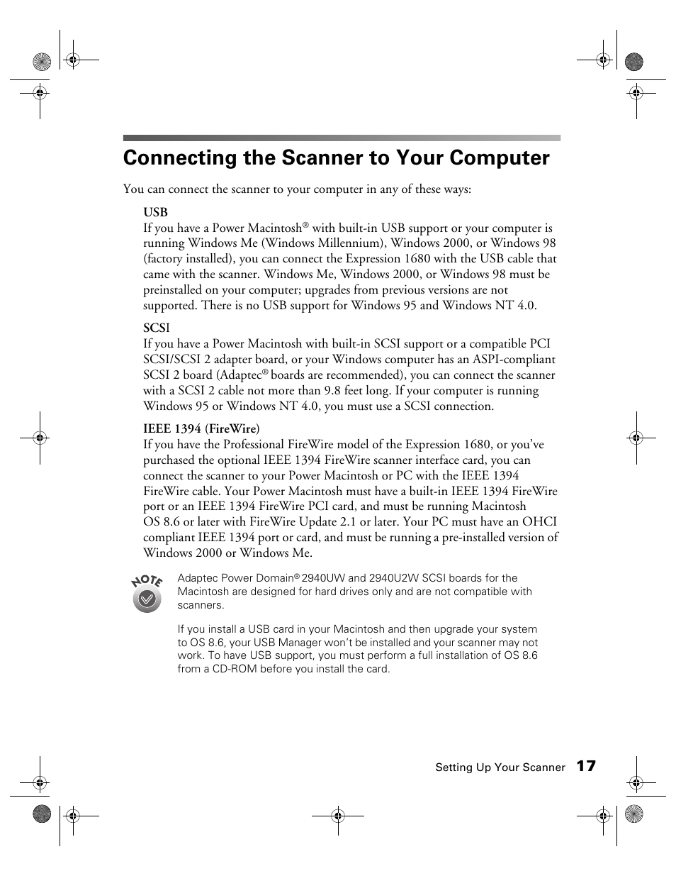 Connecting the scanner to your computer | Epson 1680 User Manual | Page 24 / 159