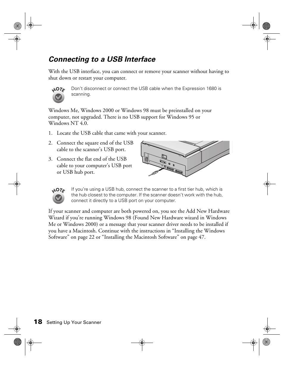 Connecting to a usb interface | Epson 1680 User Manual | Page 25 / 159