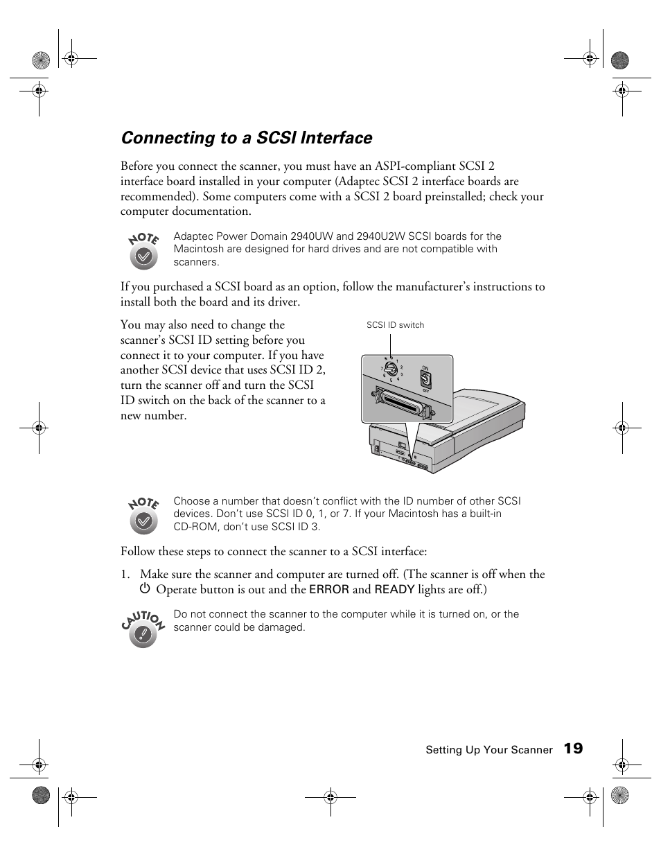 Connecting to a scsi interface | Epson 1680 User Manual | Page 26 / 159