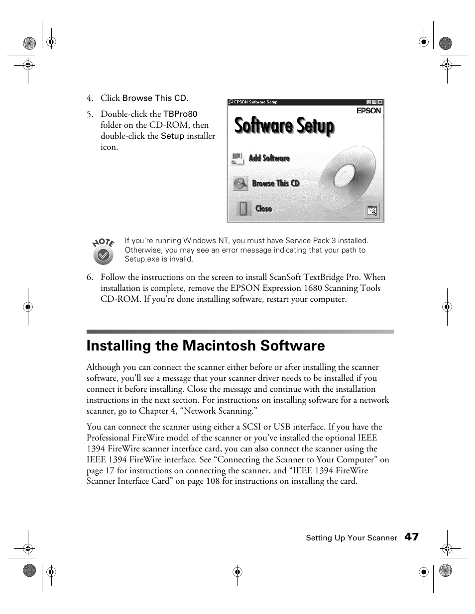 Installing the macintosh software | Epson 1680 User Manual | Page 54 / 159
