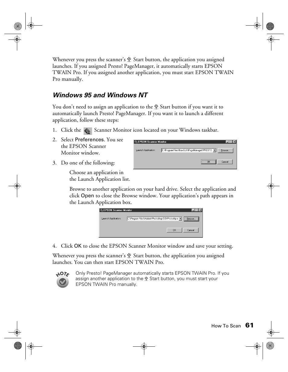 Windows 95 and windows nt | Epson 1680 User Manual | Page 68 / 159