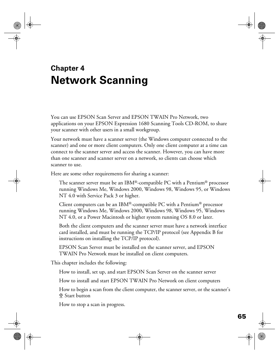 Chap 4-network scanning, Chapter 4, Network scanning | Chapter 4, “network scanning | Epson 1680 User Manual | Page 72 / 159