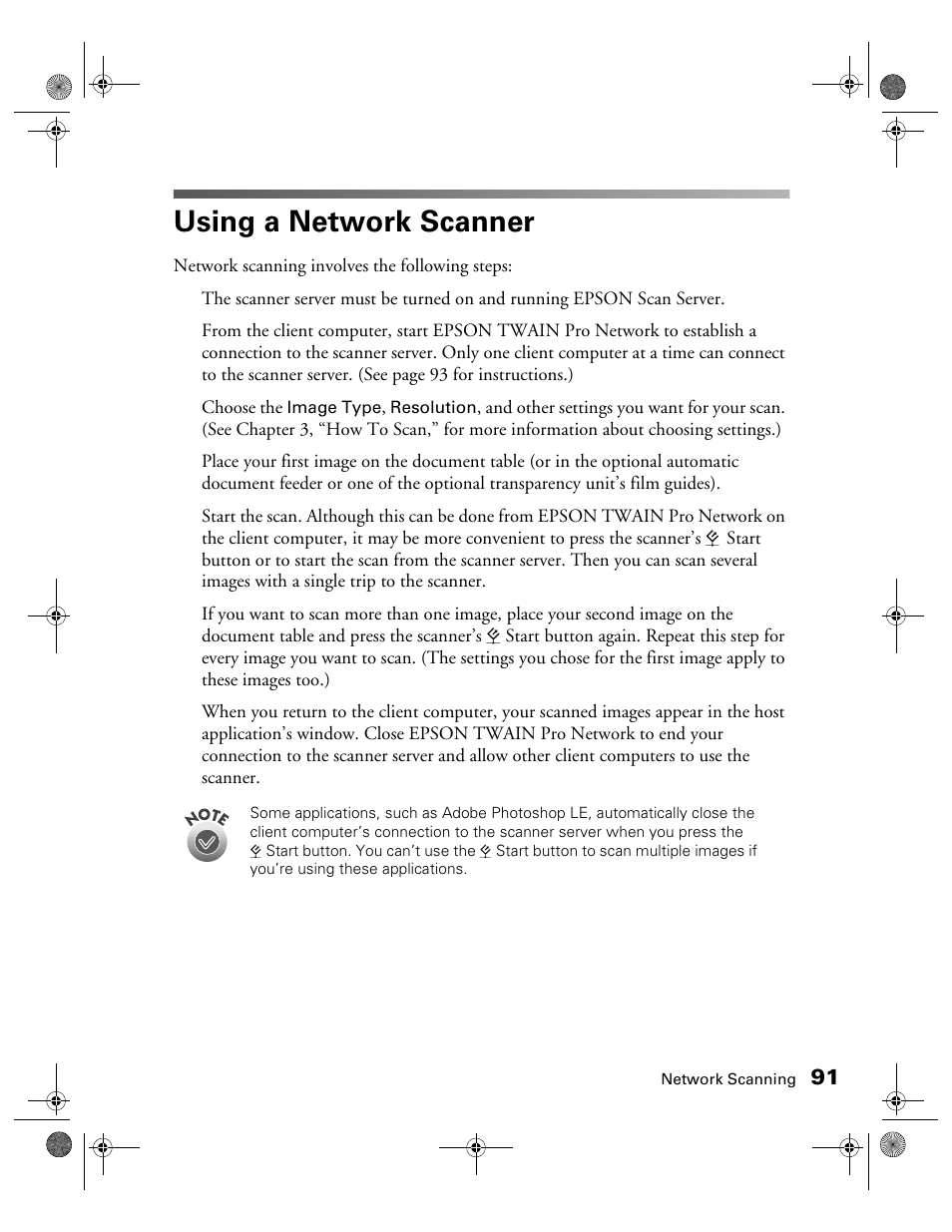 Using a network scanner | Epson 1680 User Manual | Page 98 / 159