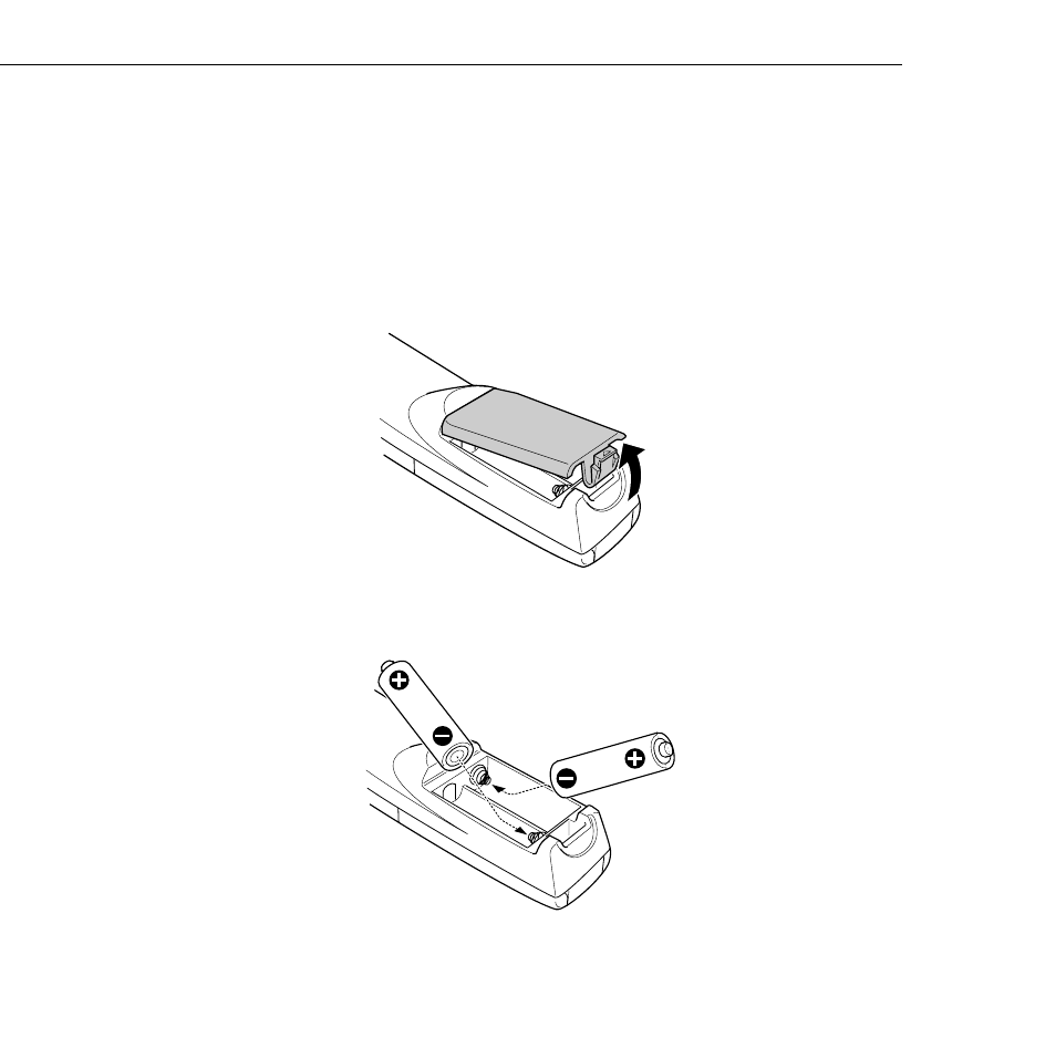 Installing the remote control batteries | Epson 5350  EN User Manual | Page 26 / 182