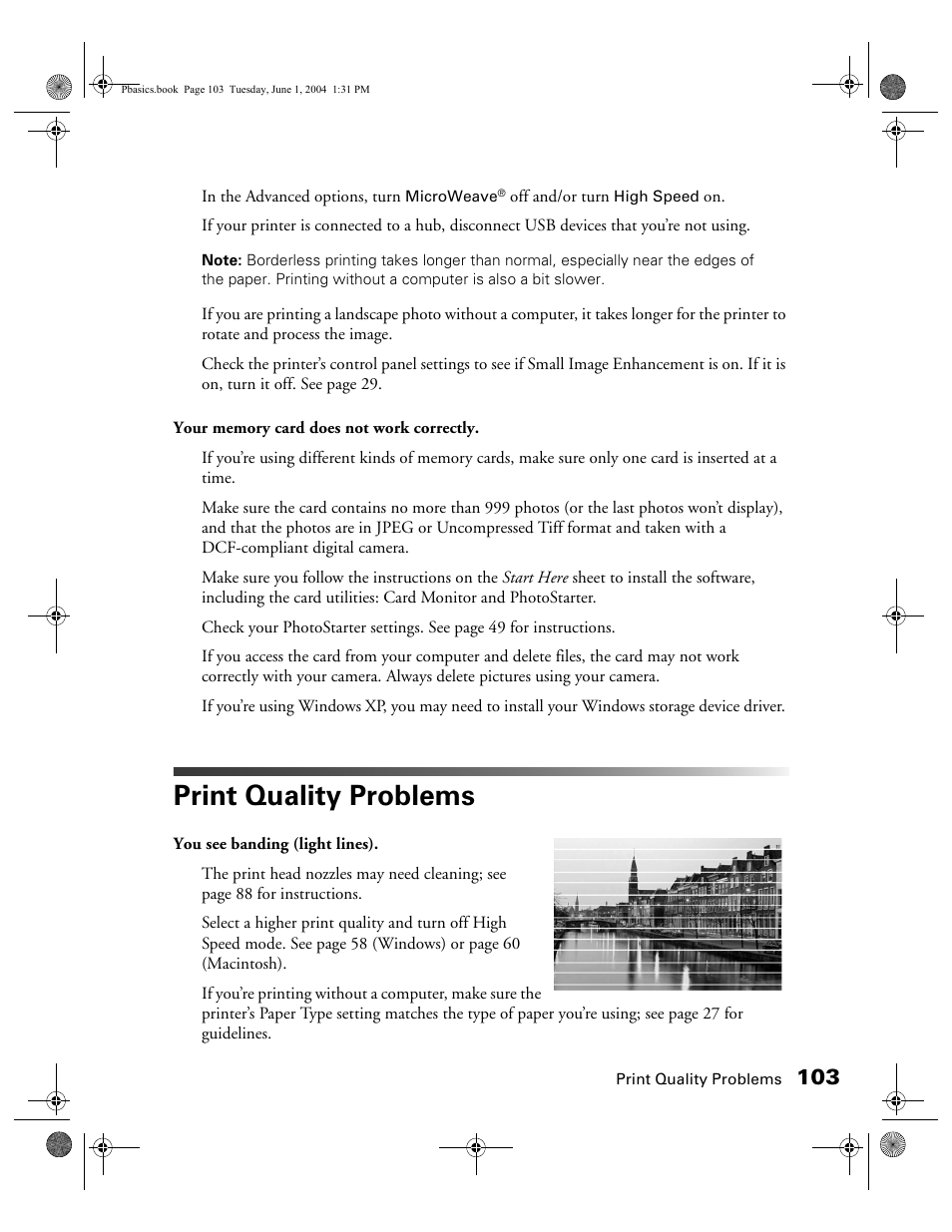 Print quality problems | Epson Stylus Photo R300 Series User Manual | Page 103 / 124