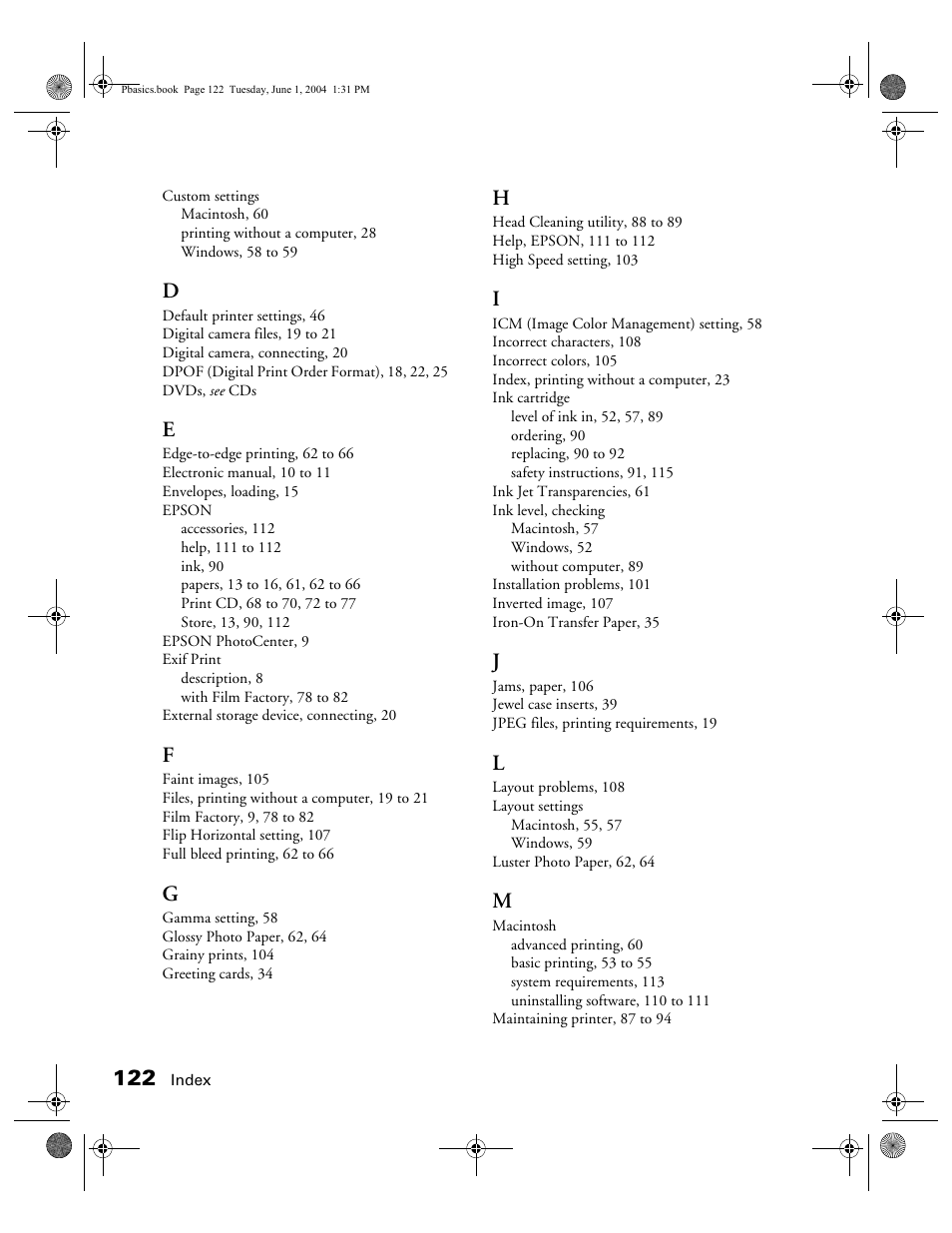 Epson Stylus Photo R300 Series User Manual | Page 122 / 124