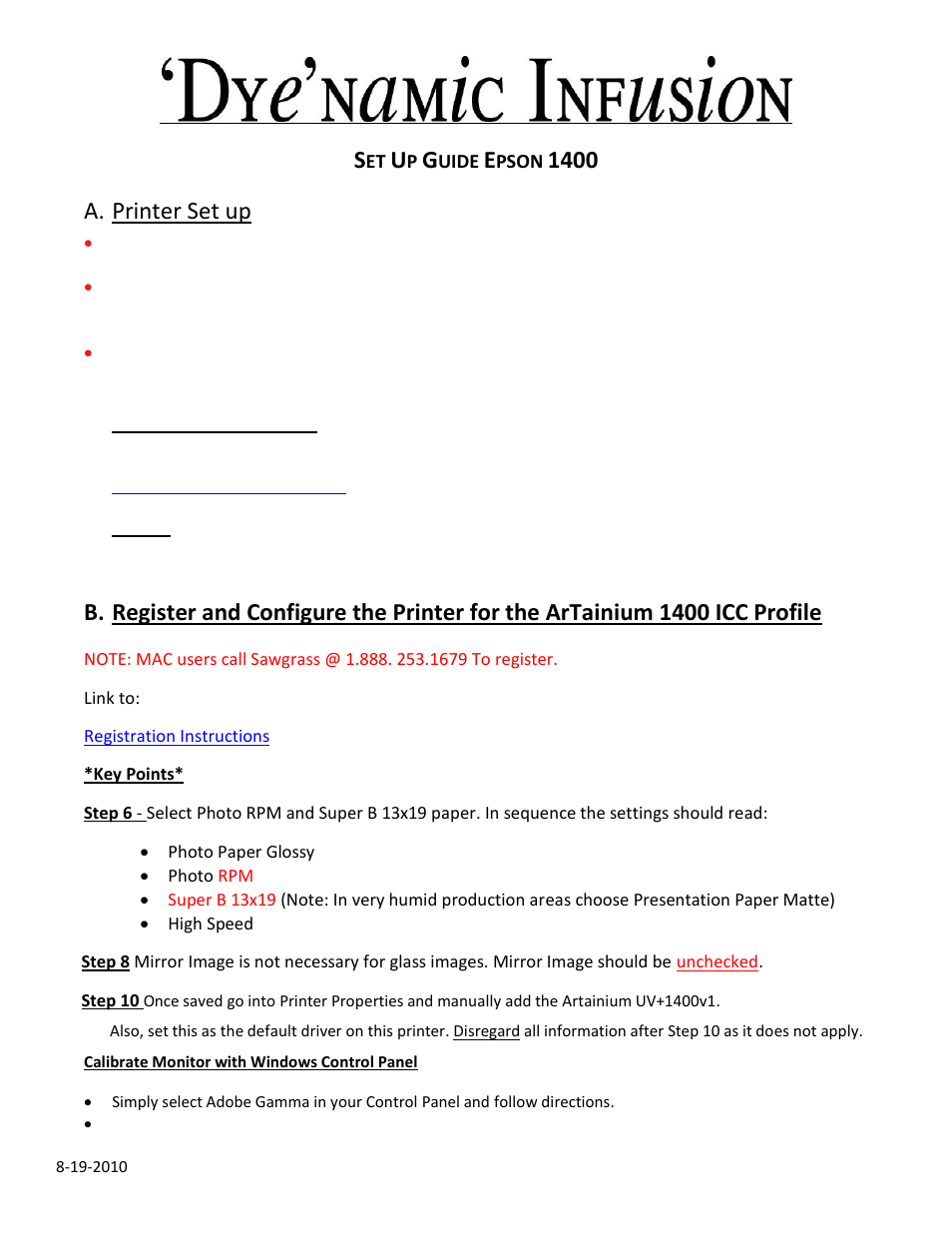 1400 a. printer set up | Epson 1400 User Manual | Page 2 / 6