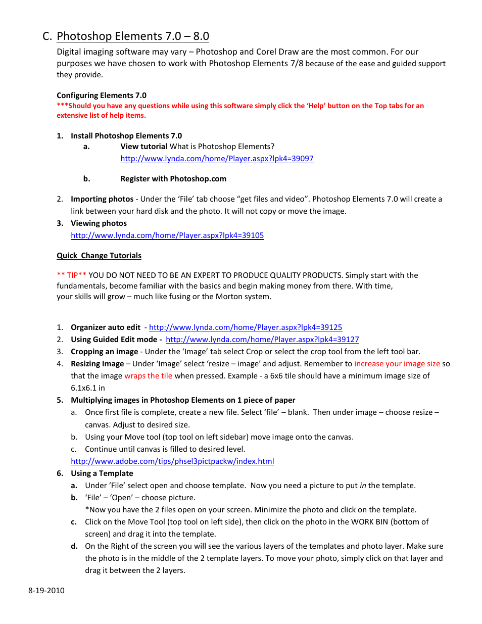 C. photoshop elements 7.0 – 8.0 | Epson 1400 User Manual | Page 3 / 6