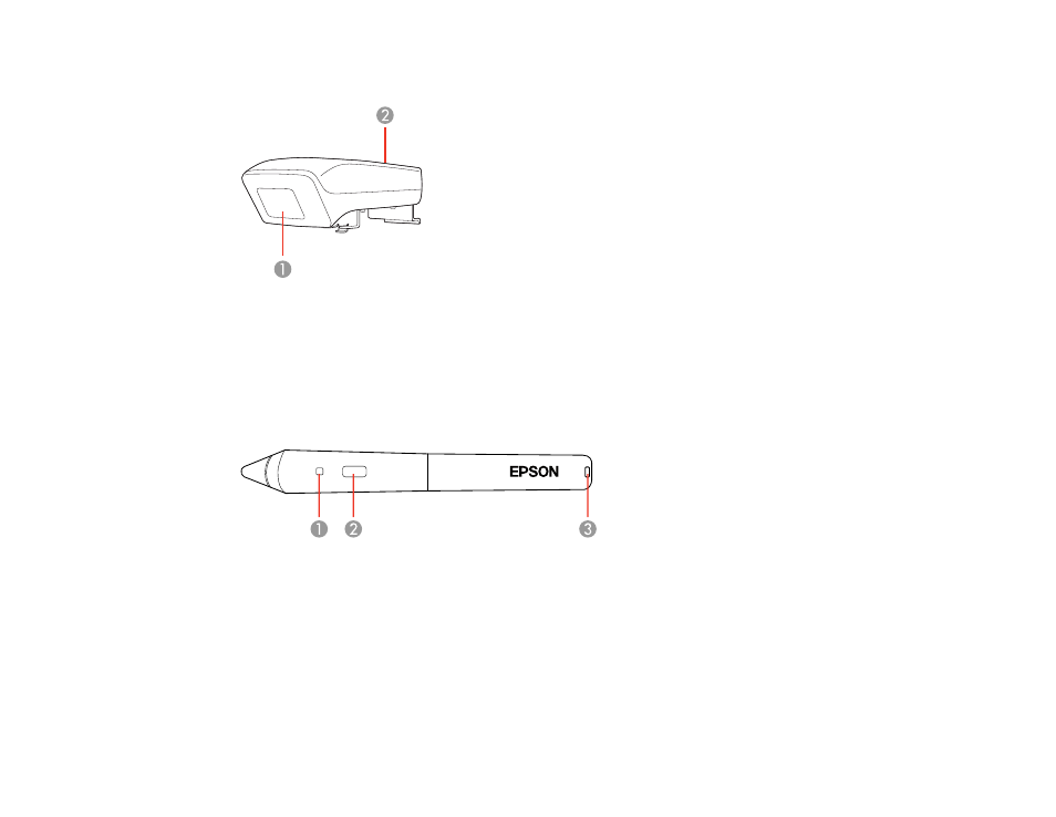 Projector parts - interactive module, Projector parts - interactive pen | Epson BrightLink 435Wi User Manual | Page 24 / 238