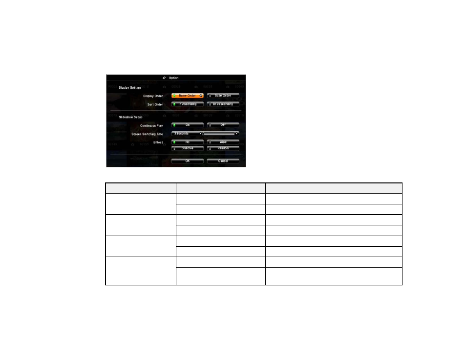 Slideshow display options | Epson BrightLink 435Wi User Manual | Page 91 / 238