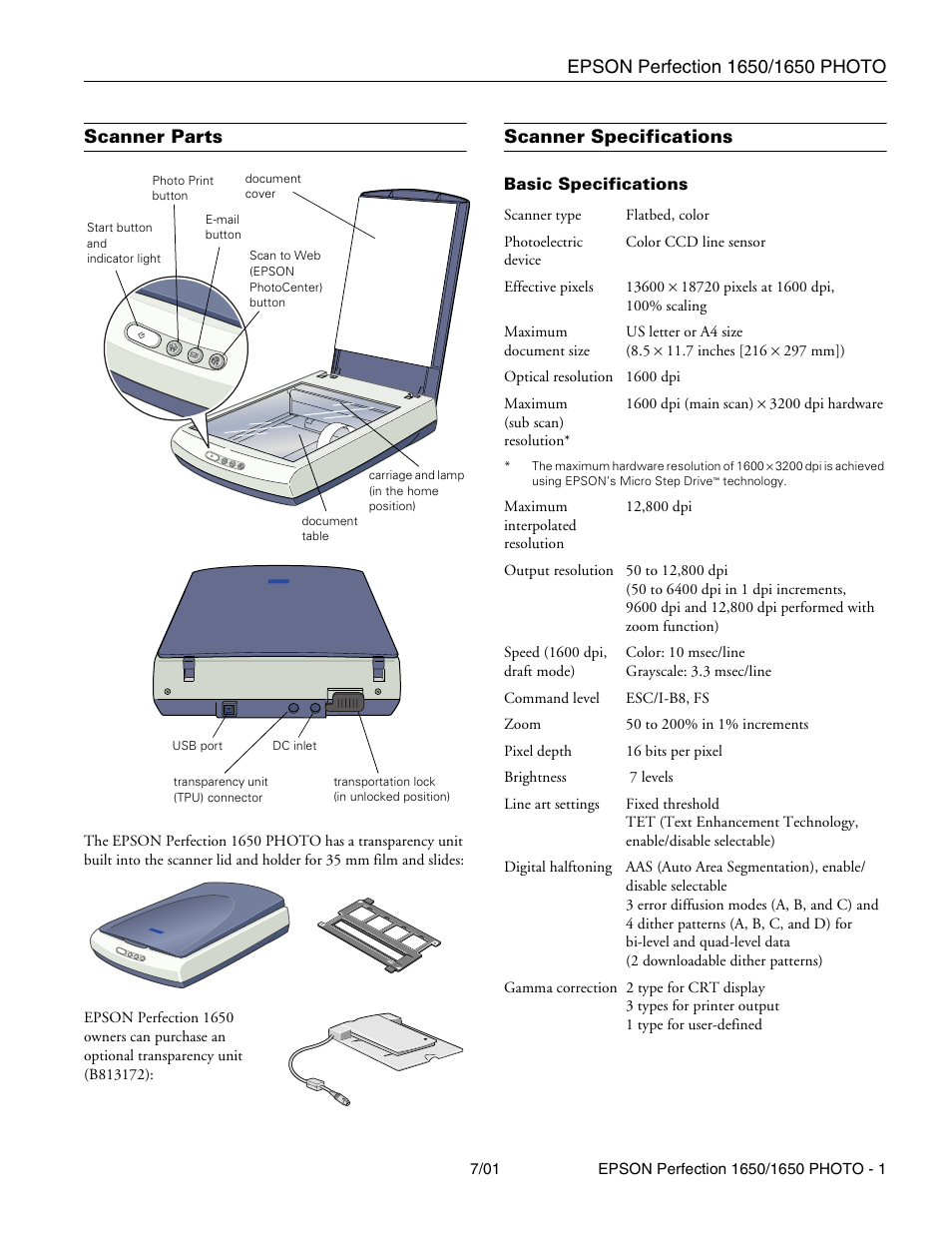 Epson 1650 User Manual | 5 pages