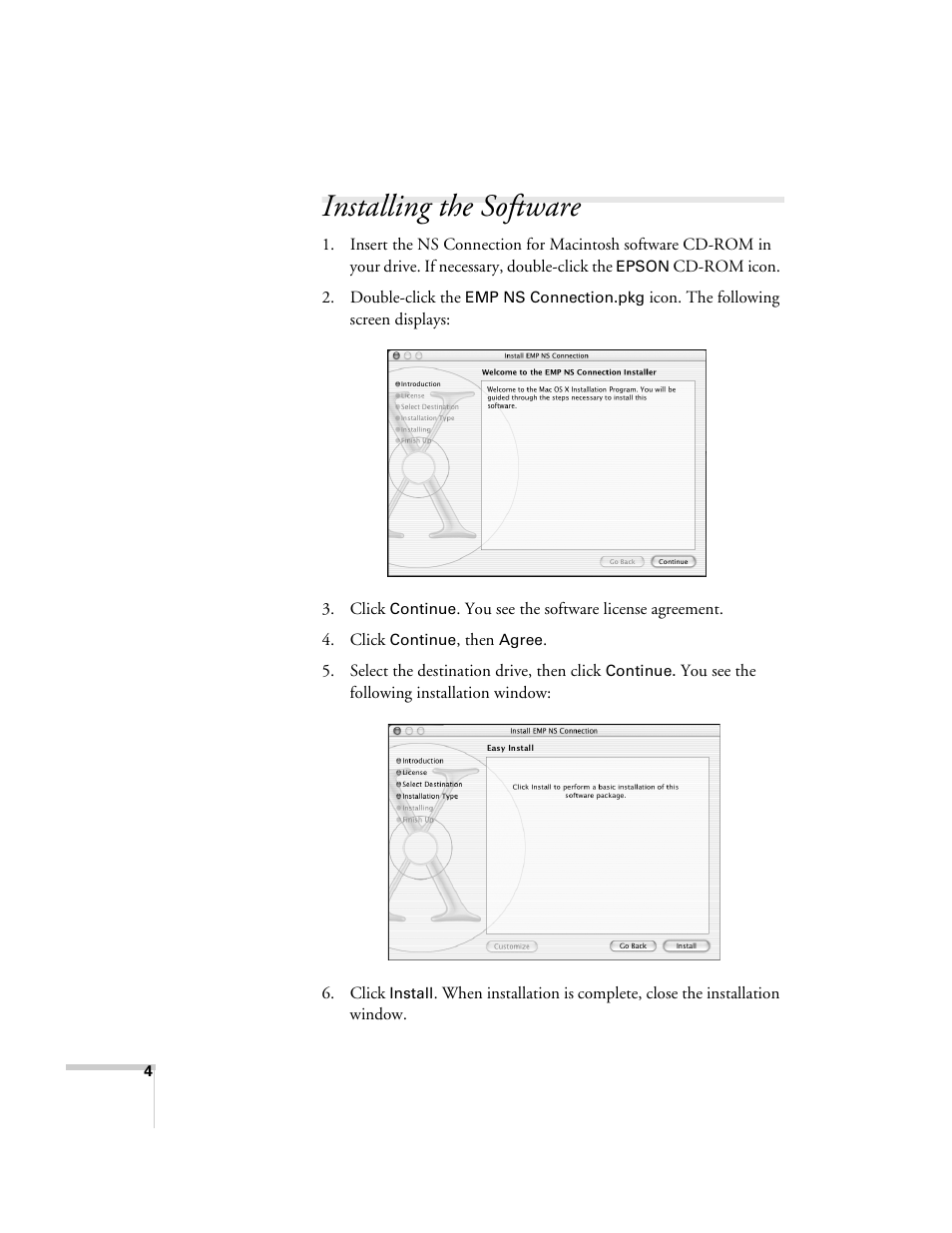 Installing the software | Epson PowerLite 850p User Manual | Page 4 / 12