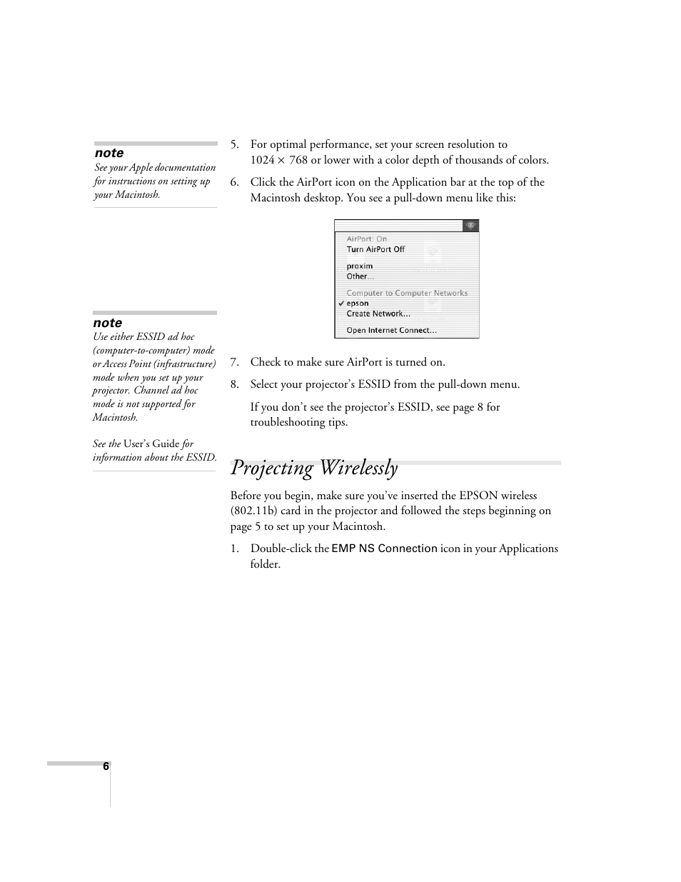 Projecting wirelessly | Epson PowerLite 850p User Manual | Page 6 / 12