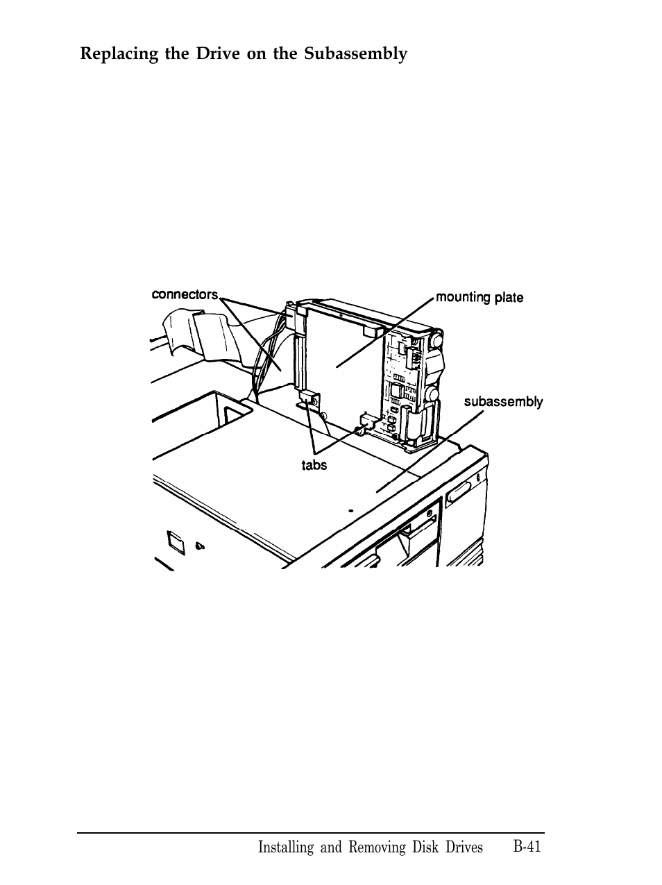 Replacing the drive on the subassembly, B-41 | Epson Equity 286 PLUS User Manual | Page 180 / 263