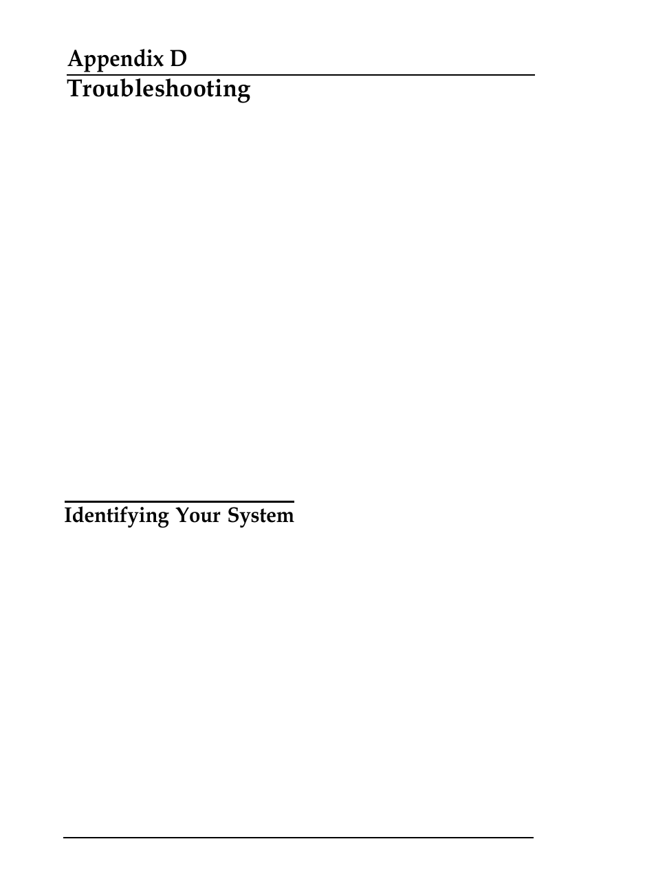 Appendix-d troubleshooting, Identifying your system, Troubleshooting | Appendix d | Epson Equity 286 PLUS User Manual | Page 220 / 263