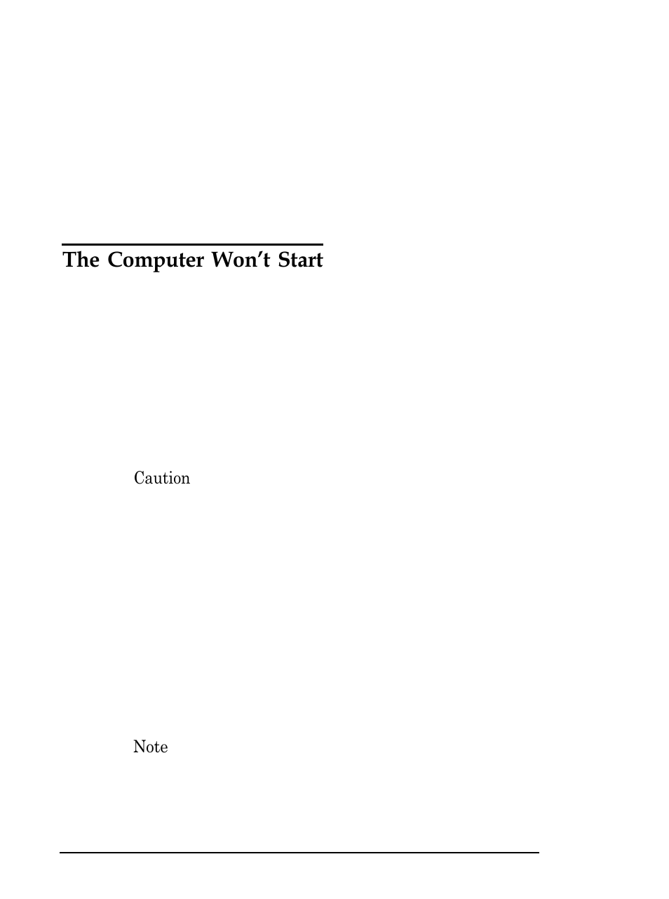 The computer won't start, The computer won’t start | Epson Equity 286 PLUS User Manual | Page 222 / 263
