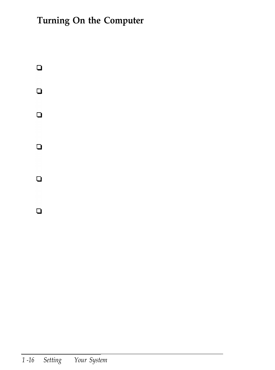 Turning on the computer | Epson Equity 286 PLUS User Manual | Page 33 / 263