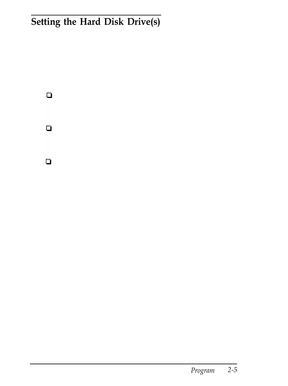 Setting the hard disk drive(s), Hard disk drive types, Not installed | Epson Equity 286 PLUS User Manual | Page 40 / 263