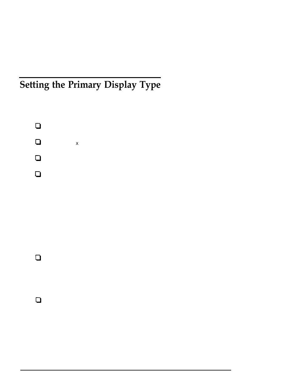 Setting the primary display type, Size, Vga or ega | Co1or, Monochrome | Epson Equity 286 PLUS User Manual | Page 43 / 263