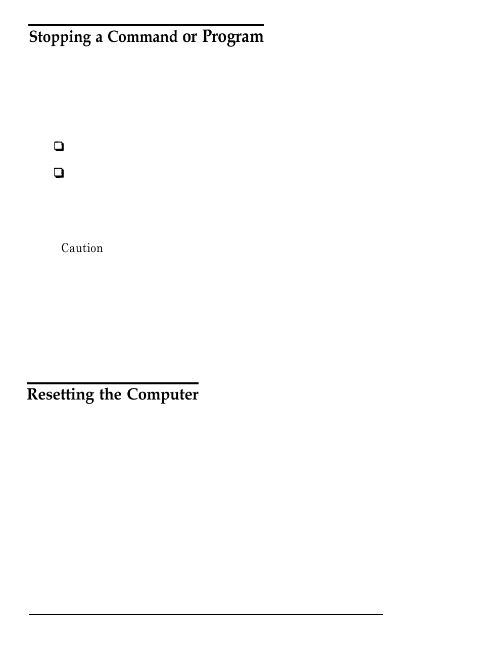 Stopping a command or program, Resetting the computer, Or program | Stopping a command | Epson Equity 286 PLUS User Manual | Page 55 / 263