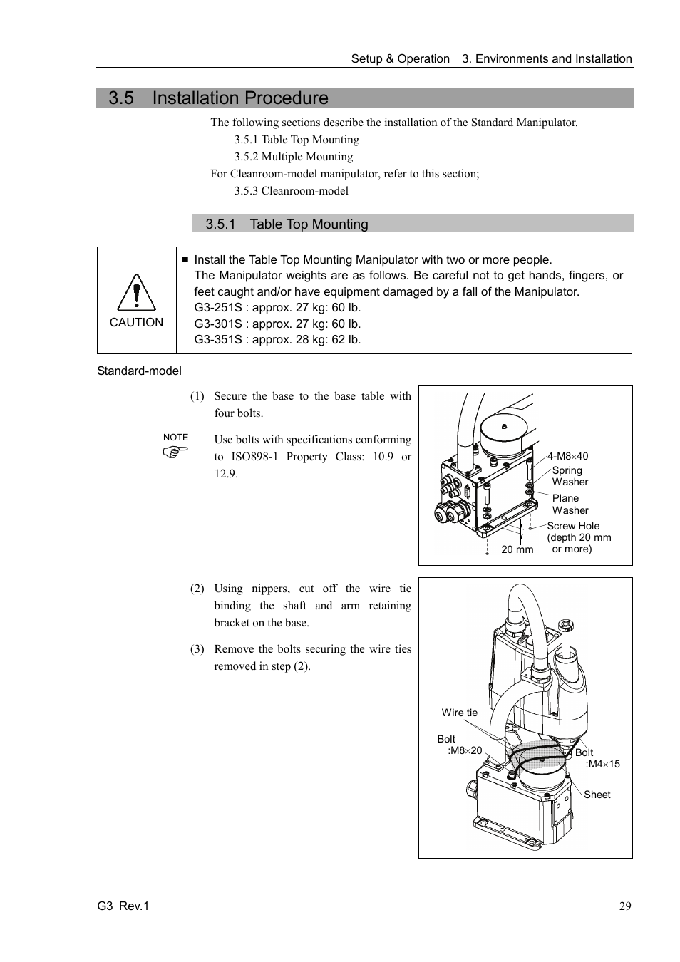 5 installation procedure, 1 table top mounting | Epson G3 Series User Manual | Page 39 / 92