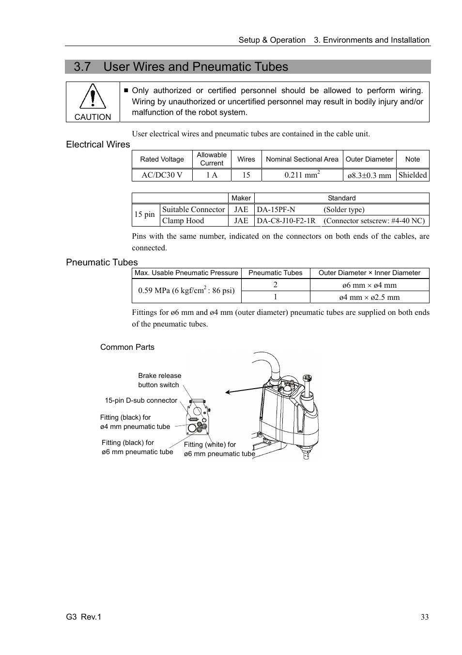 7 user wires and pneumatic tubes | Epson G3 Series User Manual | Page 43 / 92