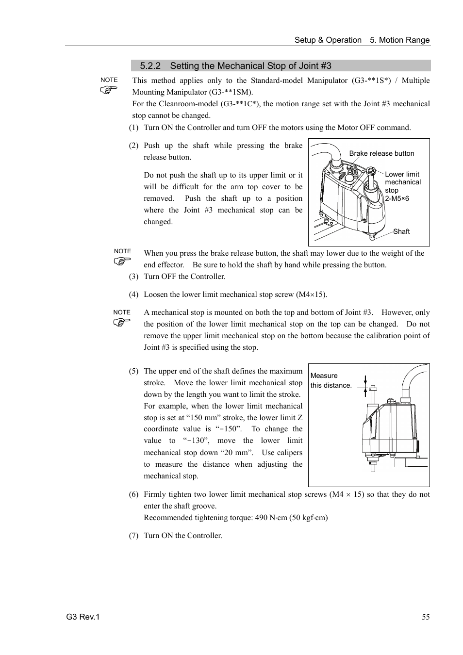 2 setting the mechanical stop of joint #3 | Epson G3 Series User Manual | Page 65 / 92