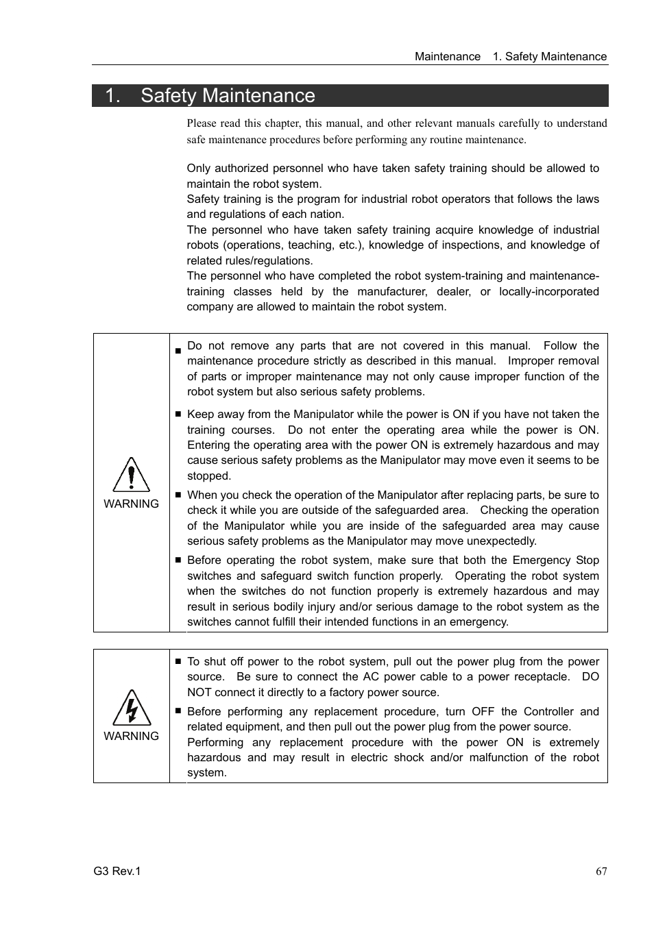 Safety maintenance | Epson G3 Series User Manual | Page 77 / 92