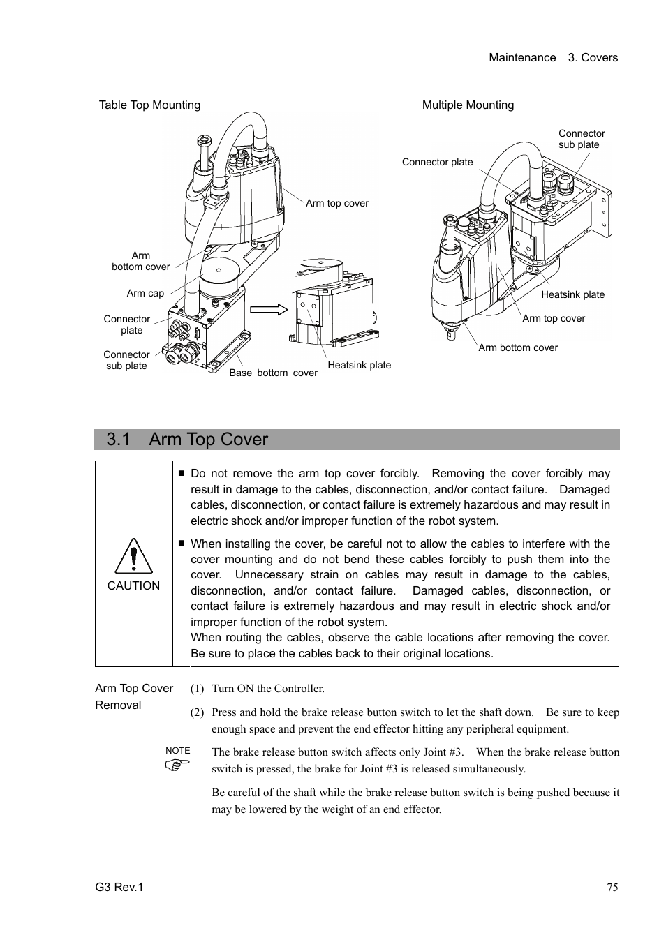 1 arm top cover | Epson G3 Series User Manual | Page 85 / 92