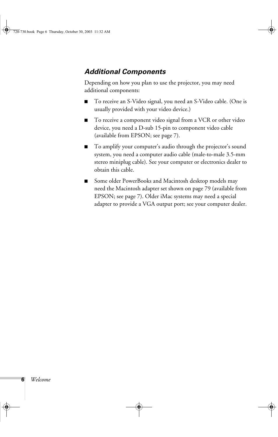 Additional components | Epson 730c User Manual | Page 12 / 106