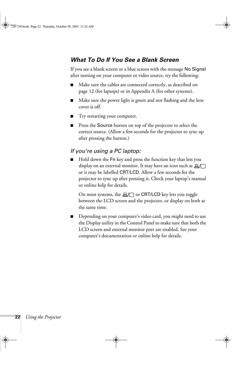 What to do if you see a blank screen | Epson 730c User Manual | Page 28 / 106