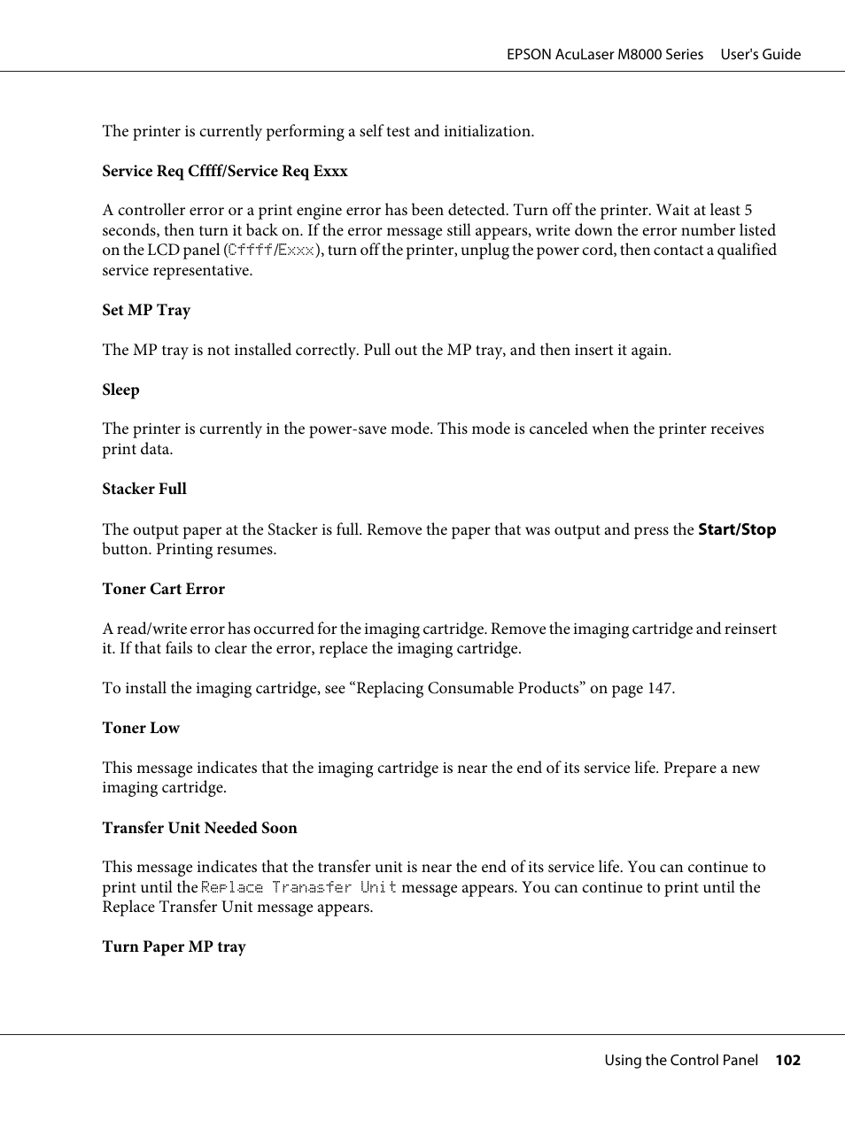 Epson ACULASER M8000 series User Manual | Page 102 / 248