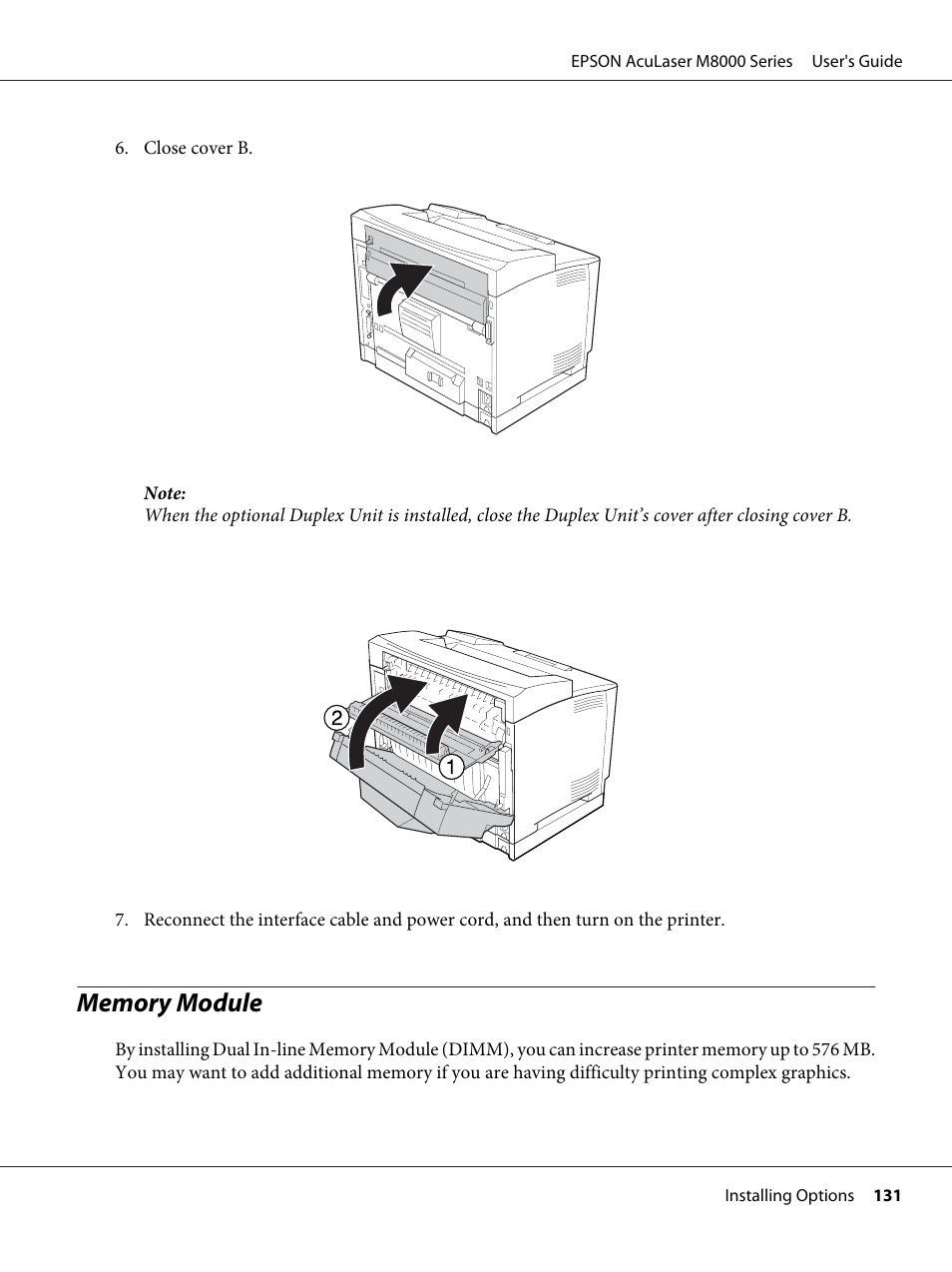Memory module | Epson ACULASER M8000 series User Manual | Page 131 / 248