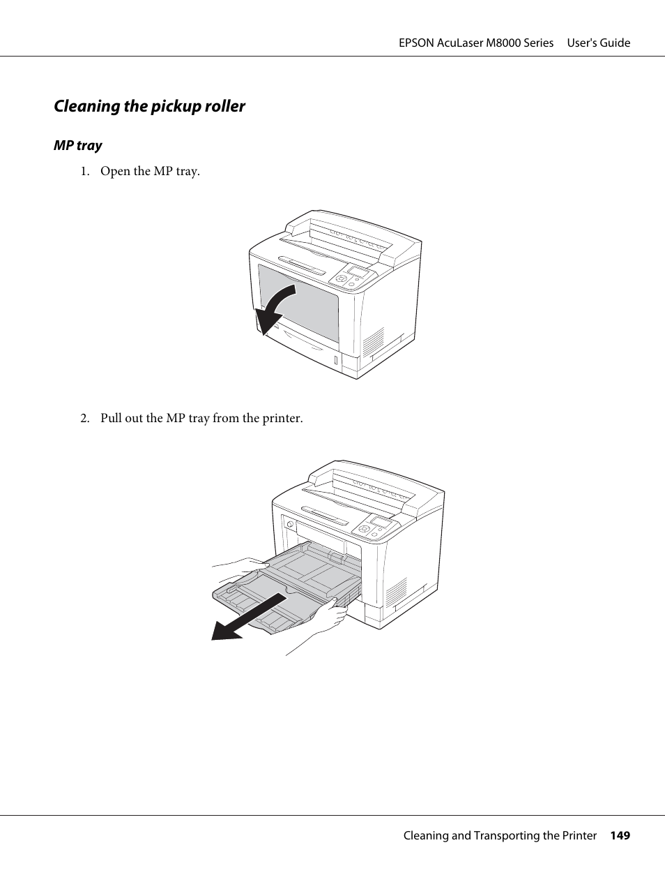 Cleaning the pickup roller | Epson ACULASER M8000 series User Manual | Page 149 / 248