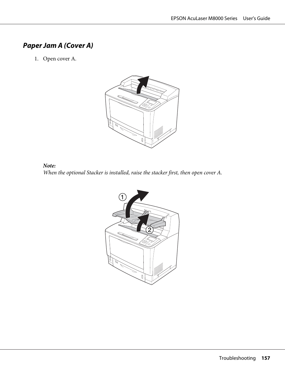 Paper jam a (cover a) | Epson ACULASER M8000 series User Manual | Page 157 / 248