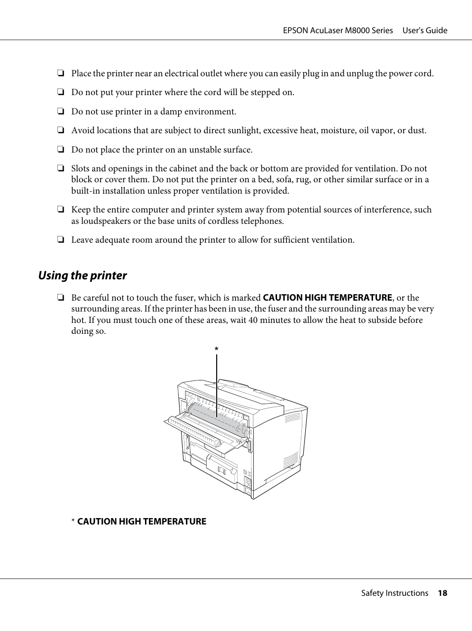 Using the printer | Epson ACULASER M8000 series User Manual | Page 18 / 248