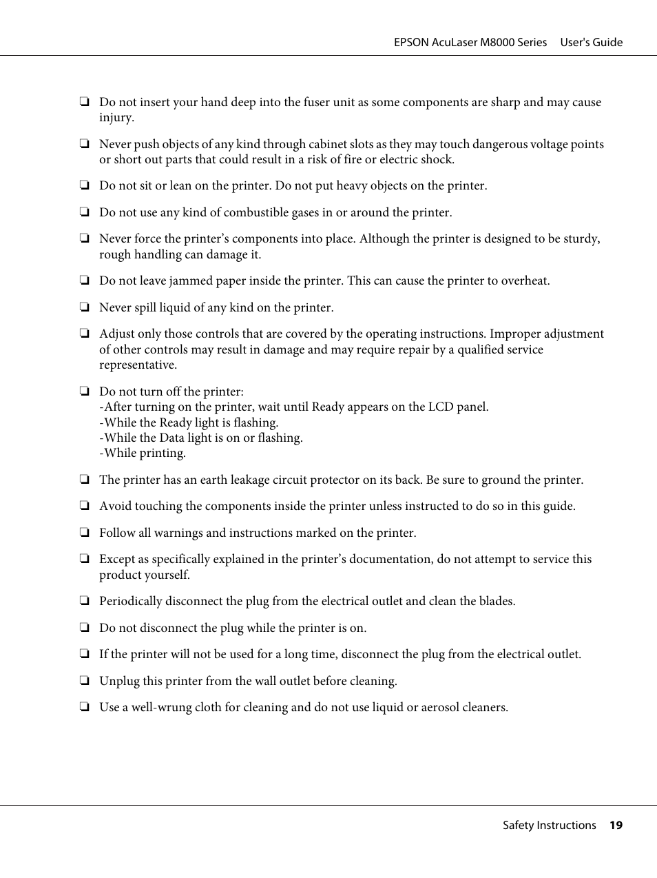 Epson ACULASER M8000 series User Manual | Page 19 / 248