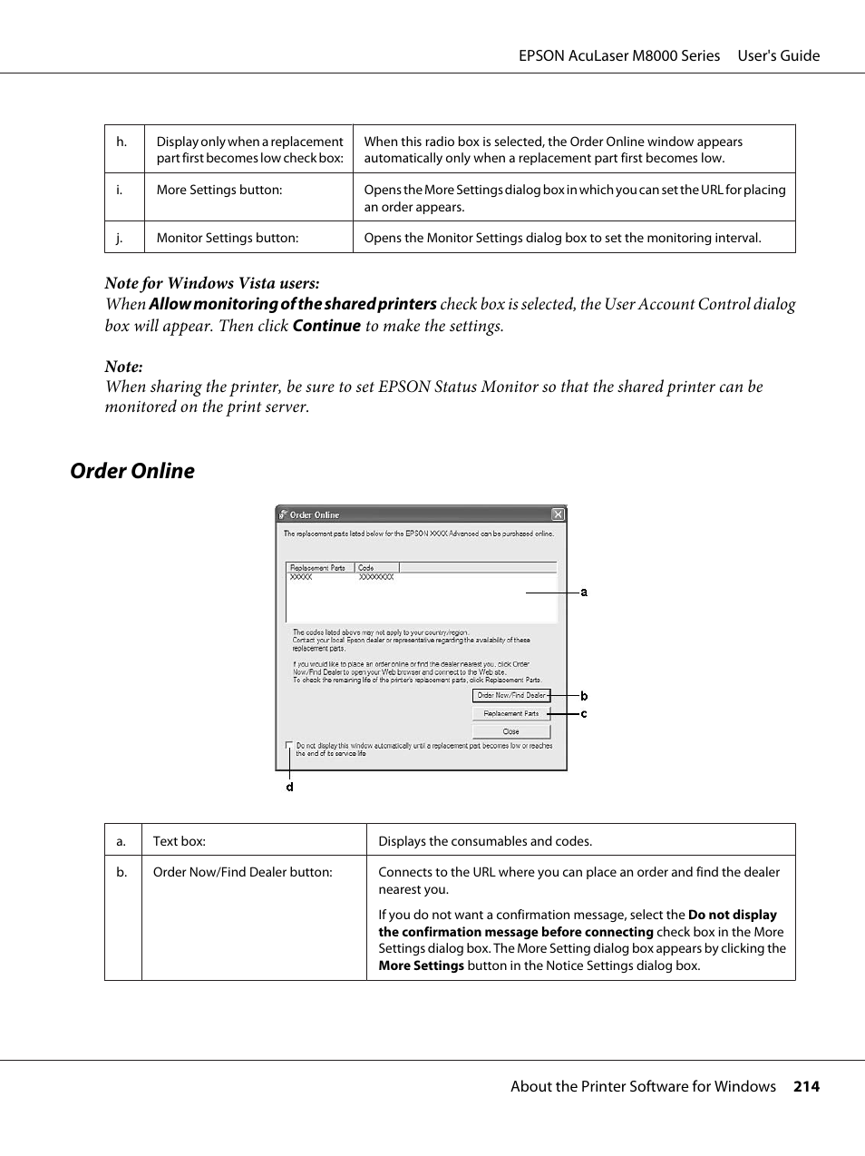 Order online | Epson ACULASER M8000 series User Manual | Page 214 / 248