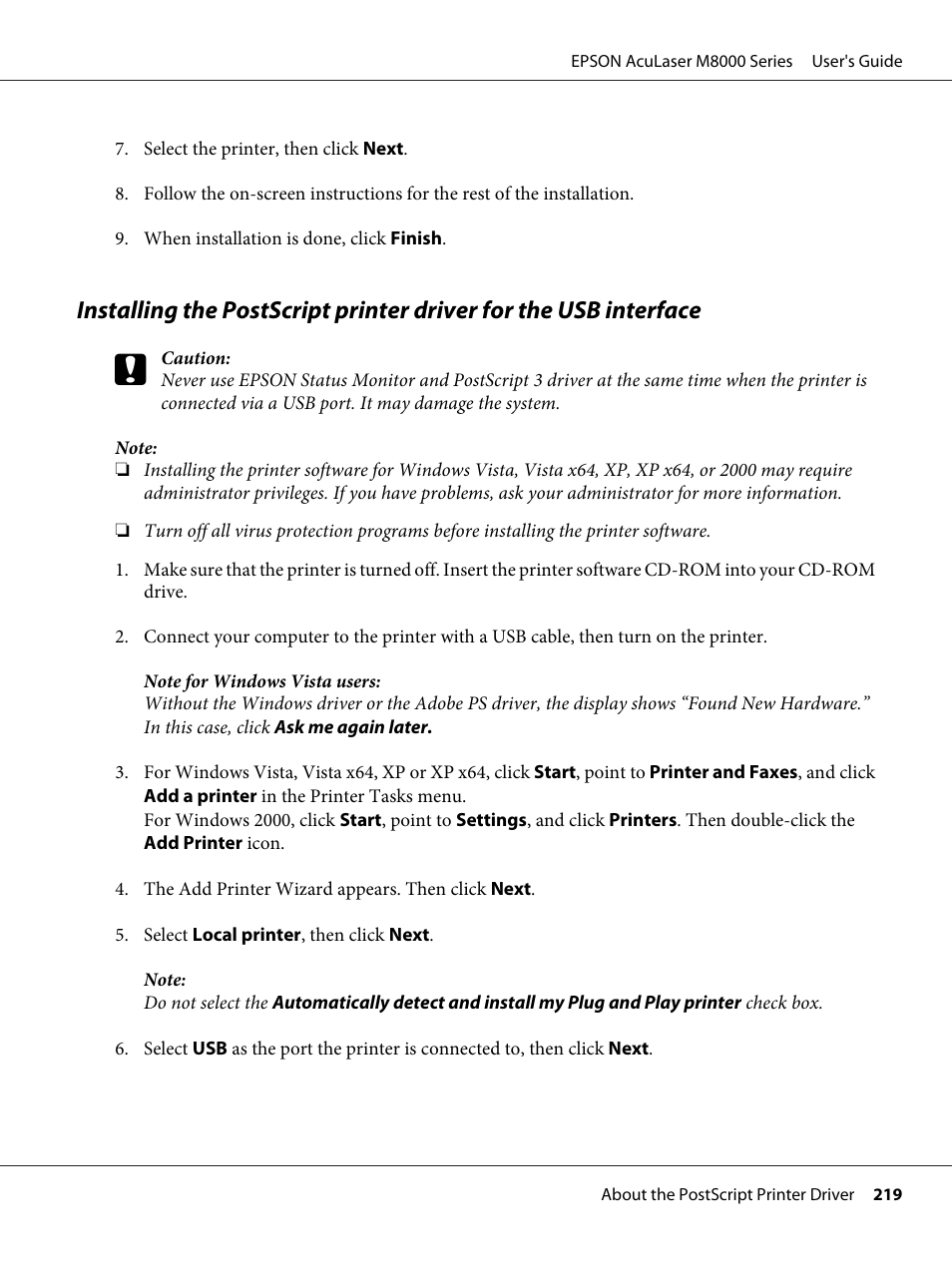 Epson ACULASER M8000 series User Manual | Page 219 / 248