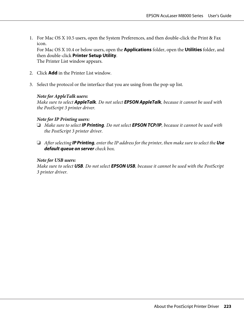 Epson ACULASER M8000 series User Manual | Page 223 / 248