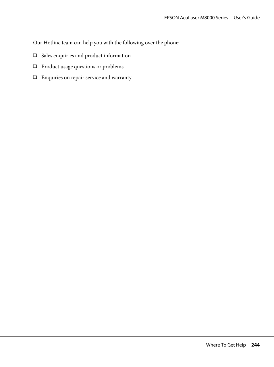 Epson ACULASER M8000 series User Manual | Page 244 / 248