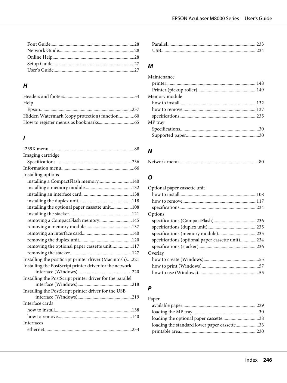 Epson ACULASER M8000 series User Manual | Page 246 / 248