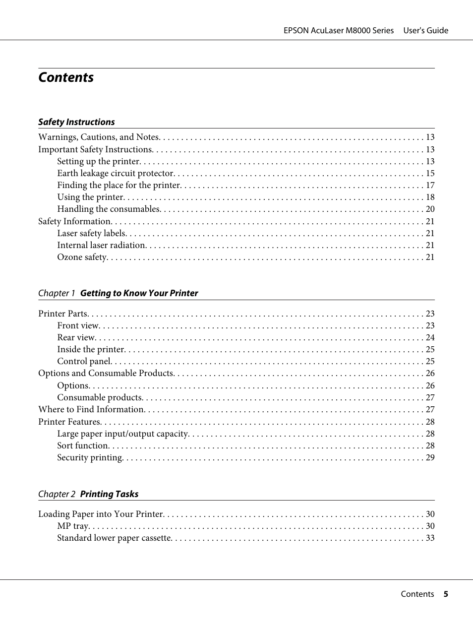Epson ACULASER M8000 series User Manual | Page 5 / 248