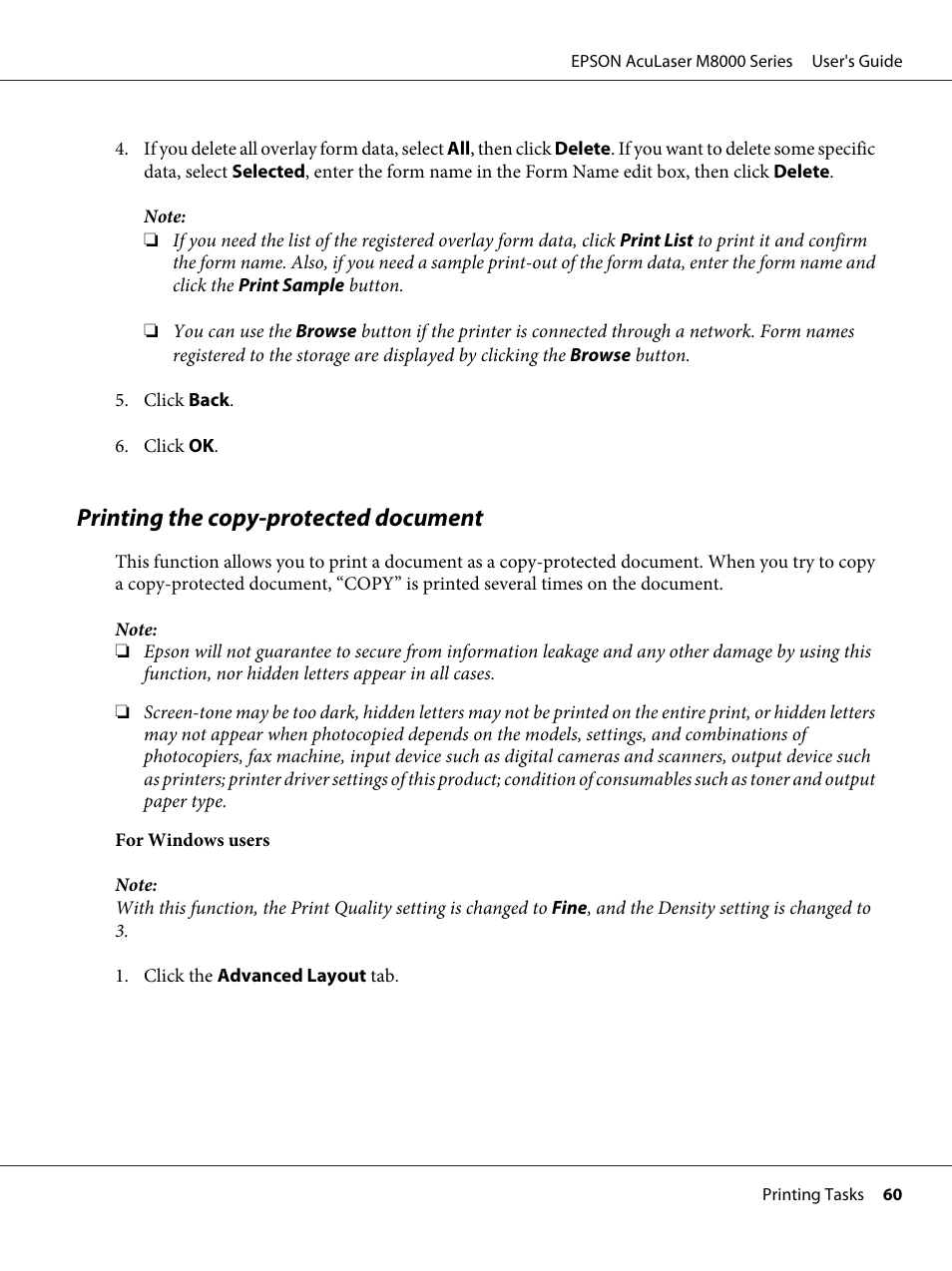 Printing the copy-protected document | Epson ACULASER M8000 series User Manual | Page 60 / 248