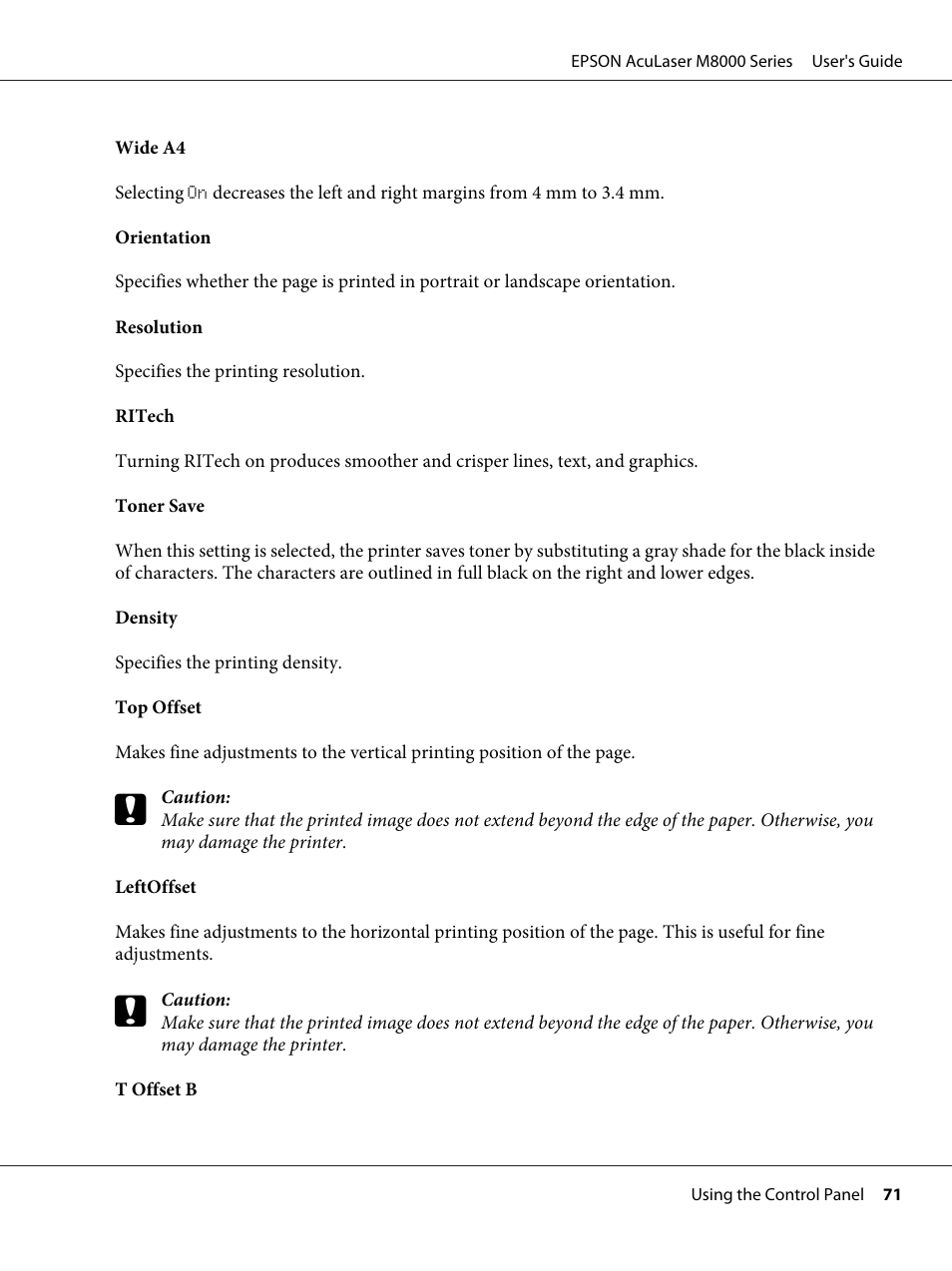 Epson ACULASER M8000 series User Manual | Page 71 / 248